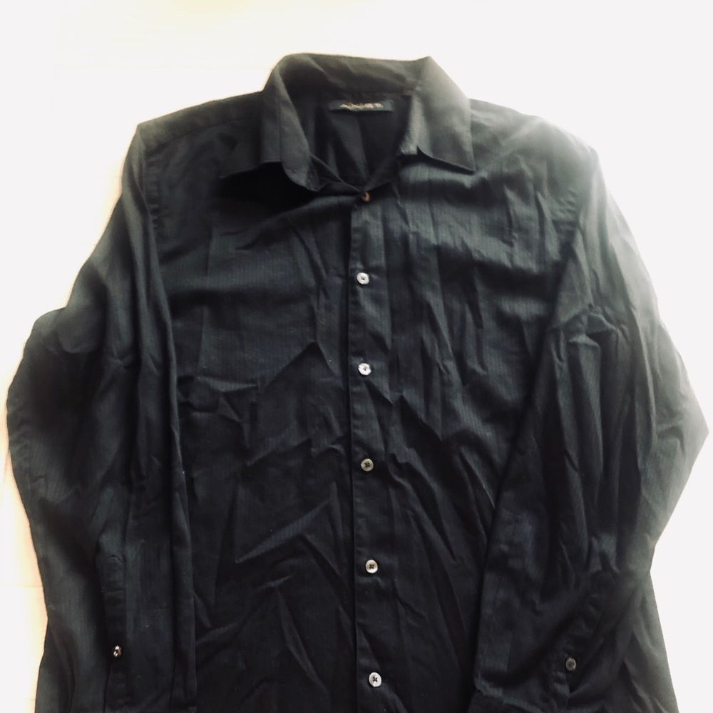 MENS BLACK DRESS SHIRT SZ M - LONG SLEEVES EUC